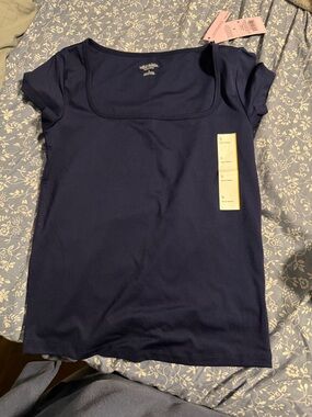 wild fable Navy Square-Neck Short Sleeve Tee
